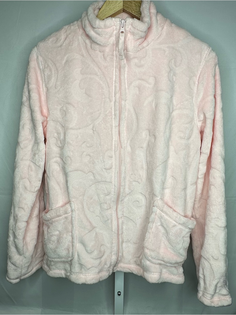 Croft & Barrow Intimates pink plush fleece zip-up jacket